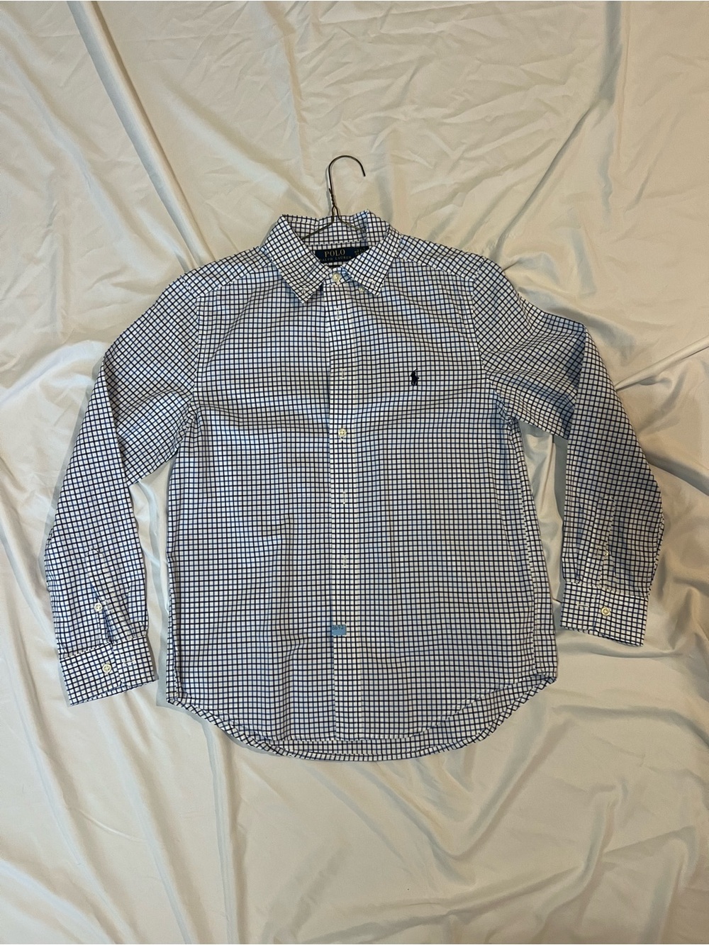 Polo by Ralph Lauren Blue Check Long-Sleeve Button-Down Shirt boys 14-16 (L/G)